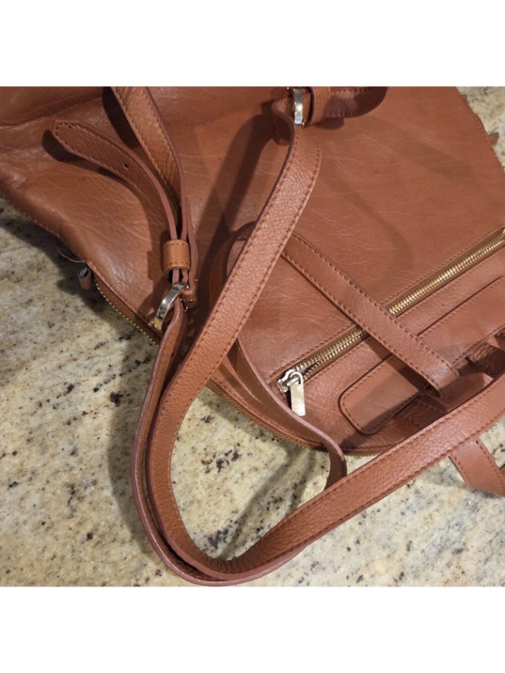 VELEZ Leather Backpack Bird Fabric Interior Brown - Picture 7 of 16